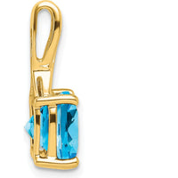 14K Yellow Gold 8mm Cushion Cut Swiss Blue Topaz and Diamond Pendant - 2.008 Carat Total Gemstone Weight by Lumare Gioia