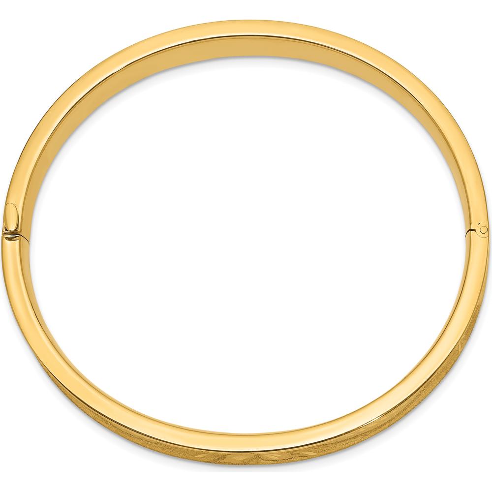 14K Yellow Gold 8mm Diamond-Cut Concave Hinged Bangle Bracelet with Box Catch and Safety Bar by Oro Pregiato