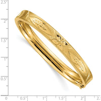 14K Yellow Gold 8mm Diamond-Cut Concave Hinged Bangle Bracelet with Box Catch and Safety Bar by Oro Pregiato