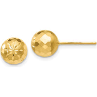 14K Yellow Gold 8mm Diamond-Cut Mirror Ball Post Earrings by Monteluci Fine Jewelry