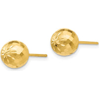 14K Yellow Gold 8mm Diamond-Cut Mirror Ball Post Earrings by Monteluci Fine Jewelry