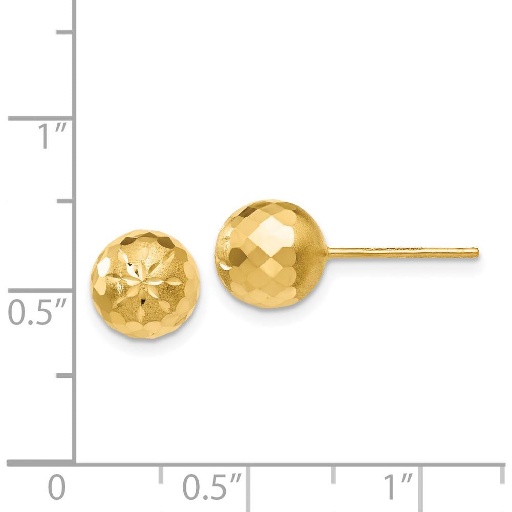 14K Yellow Gold 8mm Diamond-Cut Mirror Ball Post Earrings by Monteluci Fine Jewelry