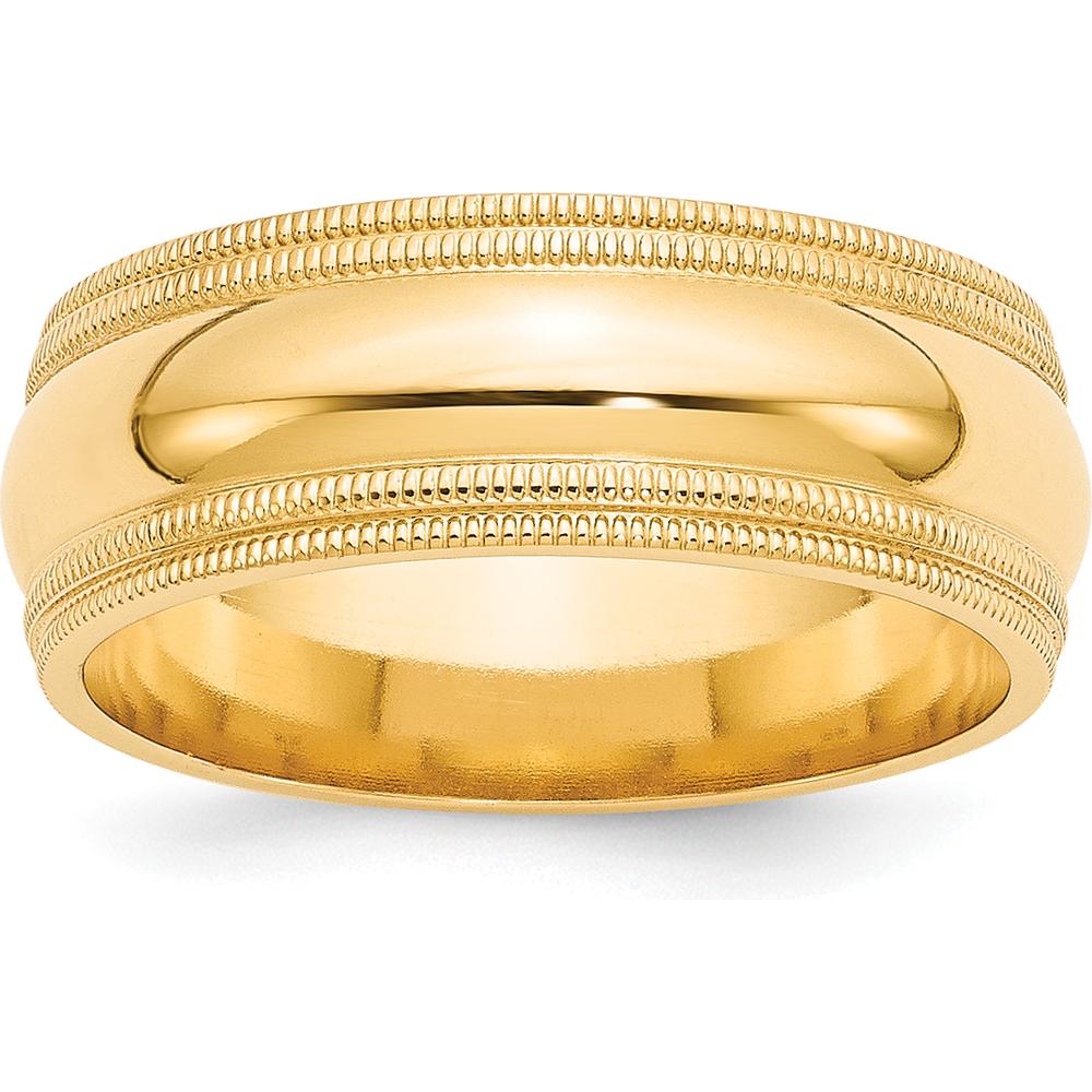 14K Yellow Gold 8mm Double Milgrain Comfort Fit Wedding Band - Size 10 by Luciano & Cie