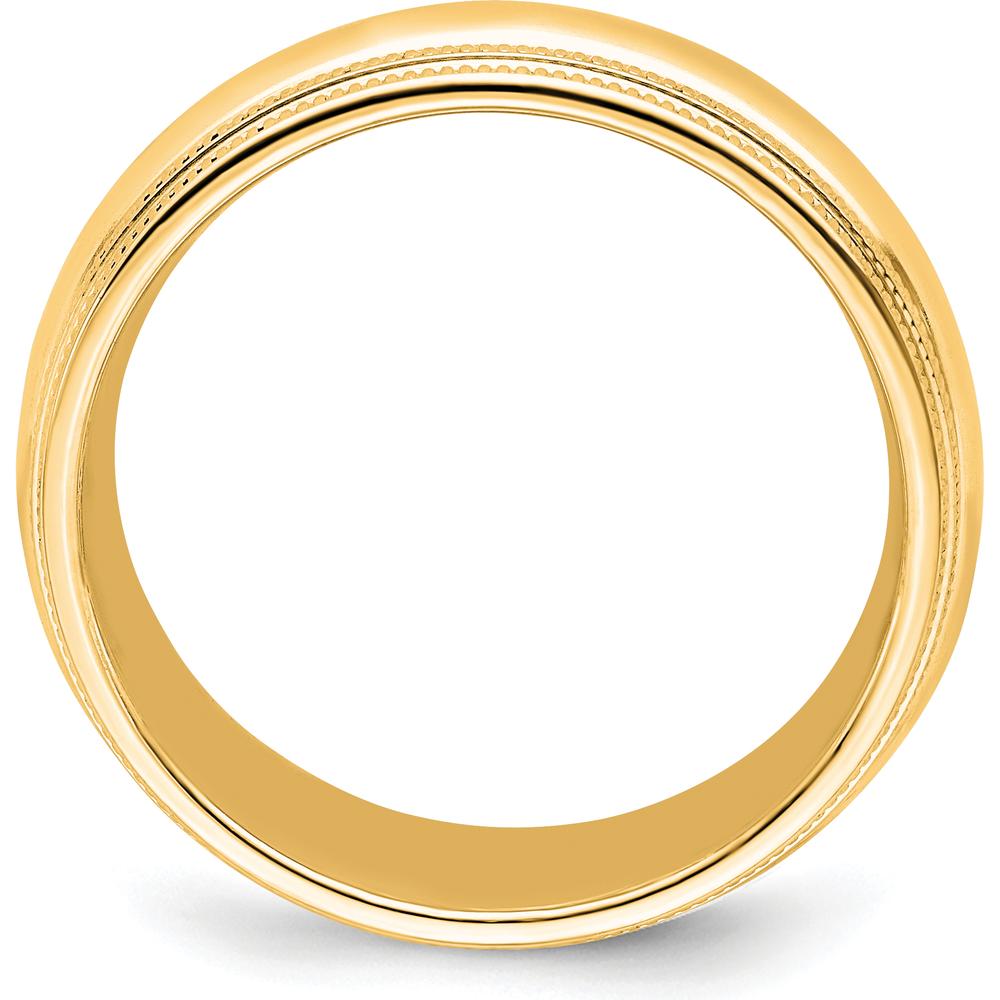14K Yellow Gold 8mm Double Milgrain Comfort Fit Wedding Band - Size 10 by Luciano & Cie