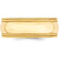 14K Yellow Gold 8mm Double Milgrain Comfort Fit Wedding Band - Size 10 by Luciano & Cie