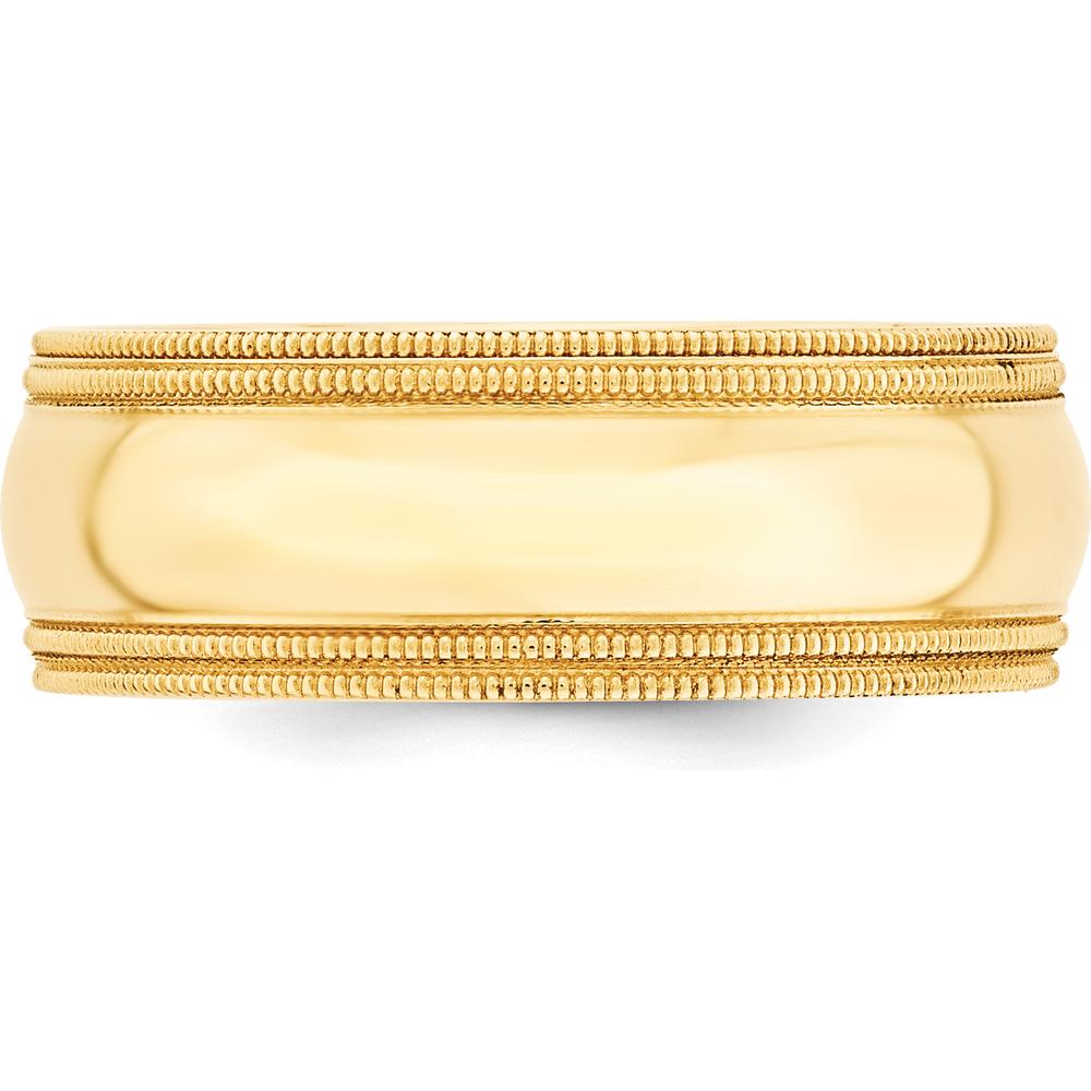 14K Yellow Gold 8mm Double Milgrain Comfort Fit Wedding Band - Size 10 by Luciano & Cie
