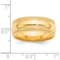 14K Yellow Gold 8mm Double Milgrain Comfort Fit Wedding Band - Size 10 by Luciano & Cie
