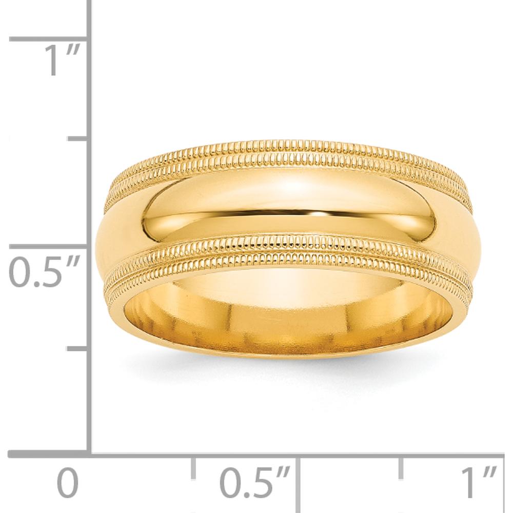 14K Yellow Gold 8mm Double Milgrain Comfort Fit Wedding Band - Size 10 by Luciano & Cie