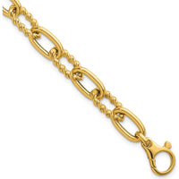14K Yellow Gold 8mm Fancy and Twisted Oval Link Bracelet - 7.5" Length by 0
