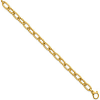 14K Yellow Gold 8mm Fancy and Twisted Oval Link Bracelet - 7.5" Length by 0