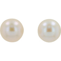 14K Yellow Gold 8mm Freshwater Pearl Stud Earrings with Friction Backs - 4.50 Carat Total Pearl Weight