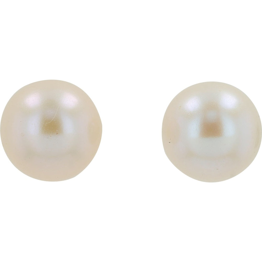 14K Yellow Gold 8mm Freshwater Pearl Stud Earrings with Friction Backs - 4.50 Carat Total Pearl Weight