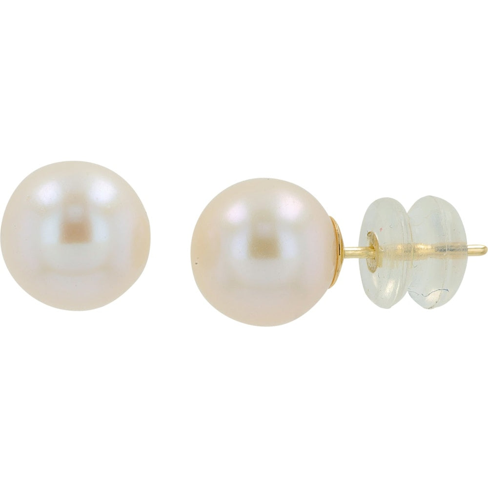 14K Yellow Gold 8mm Freshwater Pearl Stud Earrings with Friction Backs - 4.50 Carat Total Pearl Weight