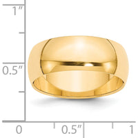 14K Yellow Gold 8mm Half-Round Wedding Band Size 11 - Polished Finish, Solid, Engravable by Luciano & Cie
