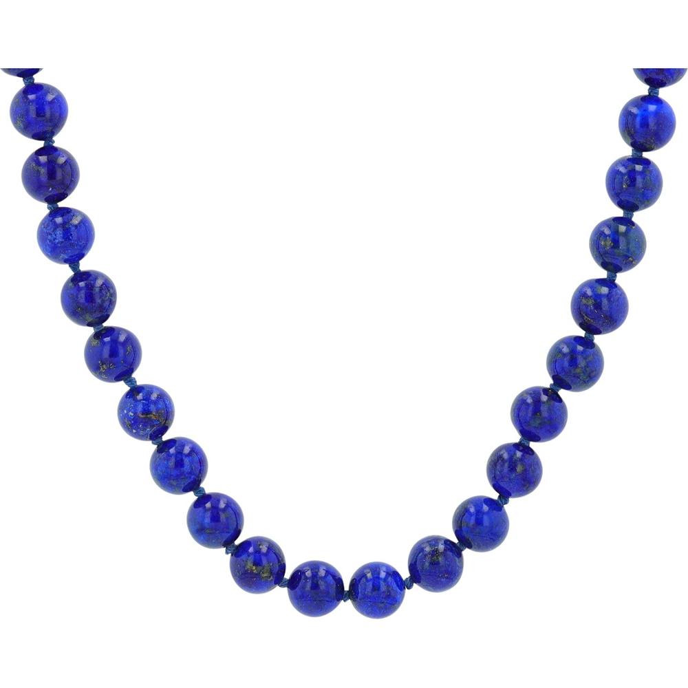 14K Yellow Gold 8mm Lapis Lazuli Necklace - 18"