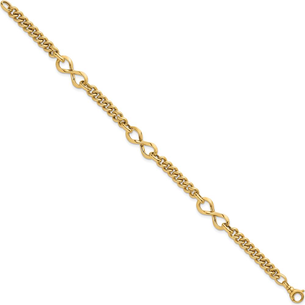 14K Yellow Gold 8mm Lightweight Fancy Infinity Link Bracelet - Polished Finish by 0