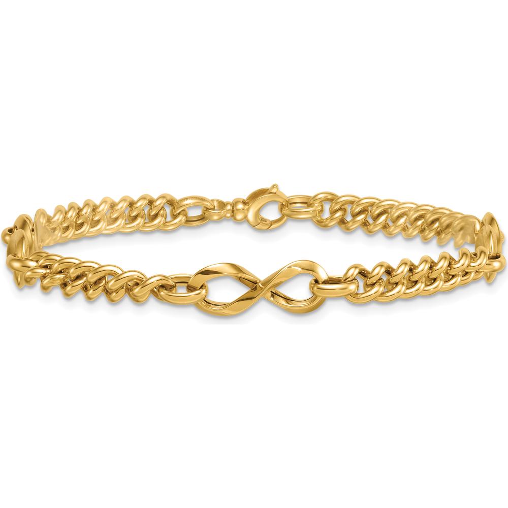 14K Yellow Gold 8mm Lightweight Fancy Infinity Link Bracelet - Polished Finish by 0