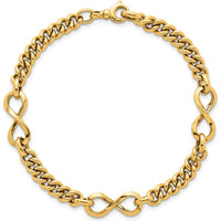 14K Yellow Gold 8mm Lightweight Fancy Infinity Link Bracelet - Polished Finish by 0