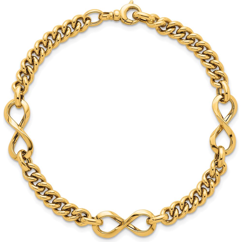 14K Yellow Gold 8mm Lightweight Fancy Infinity Link Bracelet - Polished Finish by 0