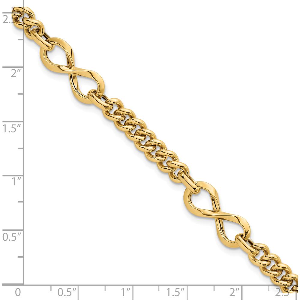 14K Yellow Gold 8mm Lightweight Fancy Infinity Link Bracelet - Polished Finish by 0