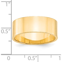 14K Yellow Gold 8mm Lightweight Flat Wedding Band - Unisex Comfort Fit, Polished Finish by Luciano & Cie