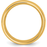 14K Yellow Gold 8mm Milgrain Comfort Fit Domed Wedding Band - Engravable Polished Ring by Luciano & Cie