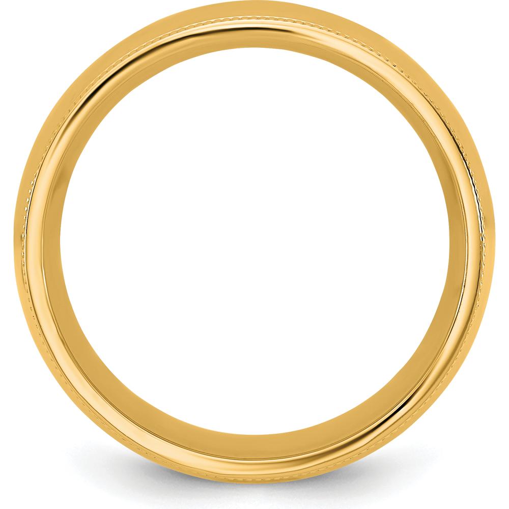 14K Yellow Gold 8mm Milgrain Comfort Fit Domed Wedding Band - Engravable Polished Ring by Luciano & Cie