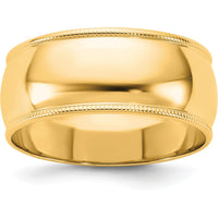 14K Yellow Gold 8mm Milgrain Half Round Wedding Band - Size 11 by Luciano & Cie