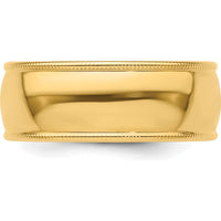 14K Yellow Gold 8mm Milgrain Half Round Wedding Band - Size 11 by Luciano & Cie
