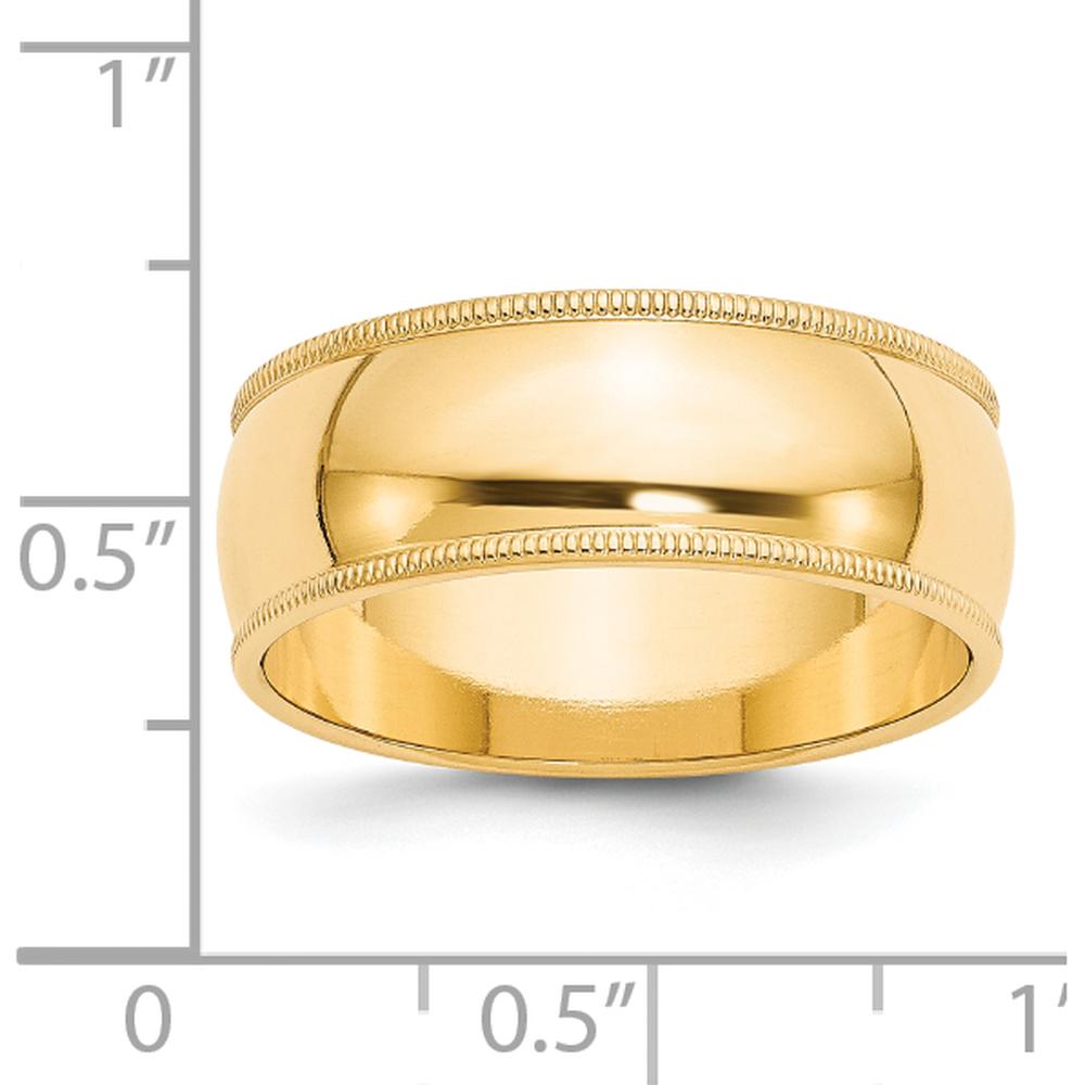 14K Yellow Gold 8mm Milgrain Half Round Wedding Band - Size 11 by Luciano & Cie