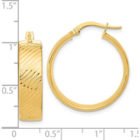 14K Yellow Gold 8mm Polished & Textured Hinged Hoop Earrings by 0