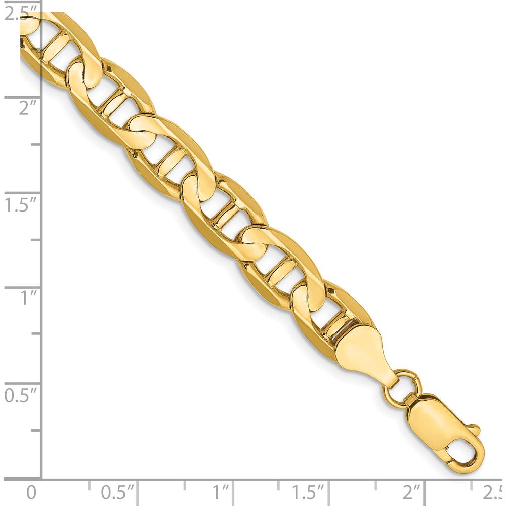 14K Yellow Gold 8mm Polished Concave Anchor Chain Bracelet - 8 in Length by Oro Pregiato