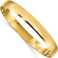 14K Yellow Gold 8mm Polished Solid Half-Round Slip-On Bangle Bracelet by Oro Pregiato