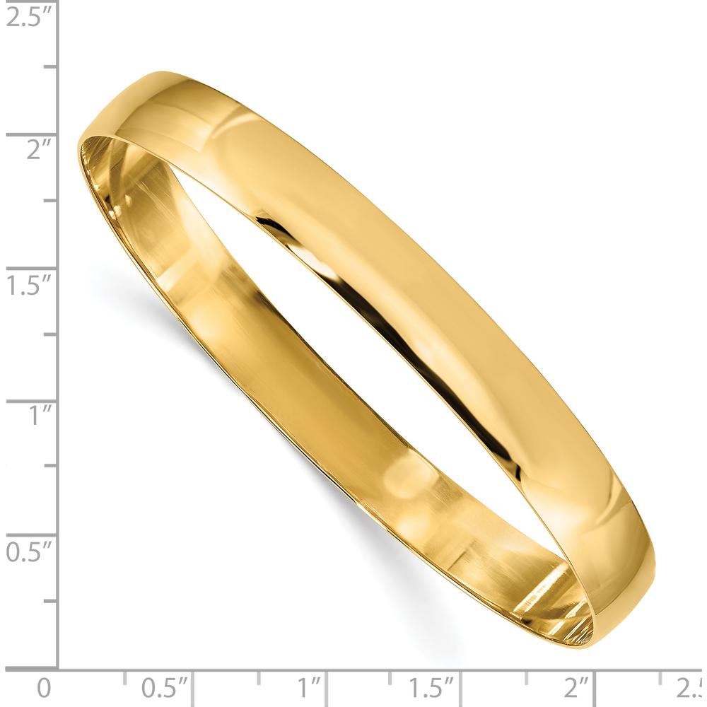 14K Yellow Gold 8mm Polished Solid Half-Round Slip-On Bangle Bracelet by Oro Pregiato