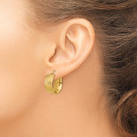 14K Yellow Gold 8mm Polished Textured Hinged Hoop Earrings by 0