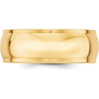 14K Yellow Gold 8mm Ridged Half Round Wedding Band Size 6.5 by Luciano & Cie