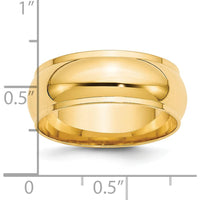 14K Yellow Gold 8mm Ridged Half Round Wedding Band Size 6.5 by Luciano & Cie