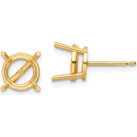 14K Yellow Gold 8mm Round Earring Mountings for Custom Stones - Polished Finish, Pair by Monteluci Fine Jewelry