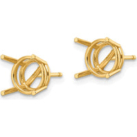 14K Yellow Gold 8mm Round Earring Mountings for Custom Stones - Polished Finish, Pair by Monteluci Fine Jewelry