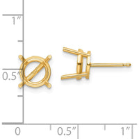14K Yellow Gold 8mm Round Earring Mountings for Custom Stones - Polished Finish, Pair by Monteluci Fine Jewelry