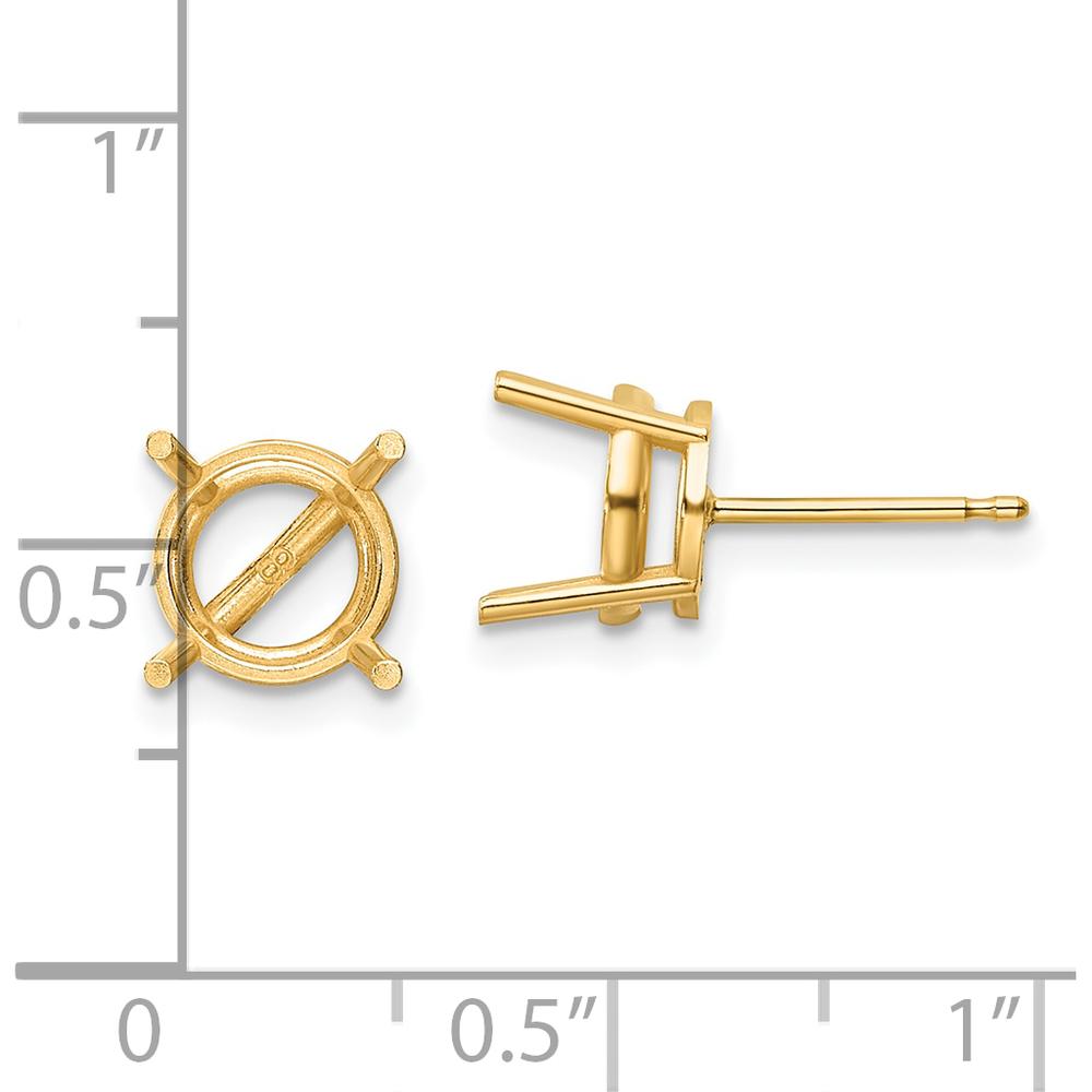 14K Yellow Gold 8mm Round Earring Mountings for Custom Stones - Polished Finish, Pair by Monteluci Fine Jewelry