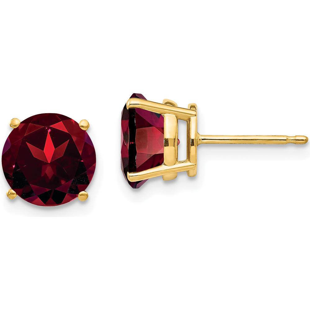 14K Yellow Gold 8mm Round Garnet Stud Earrings - 2.25 Carat Total Gem Weight by Monteluci Fine Jewelry