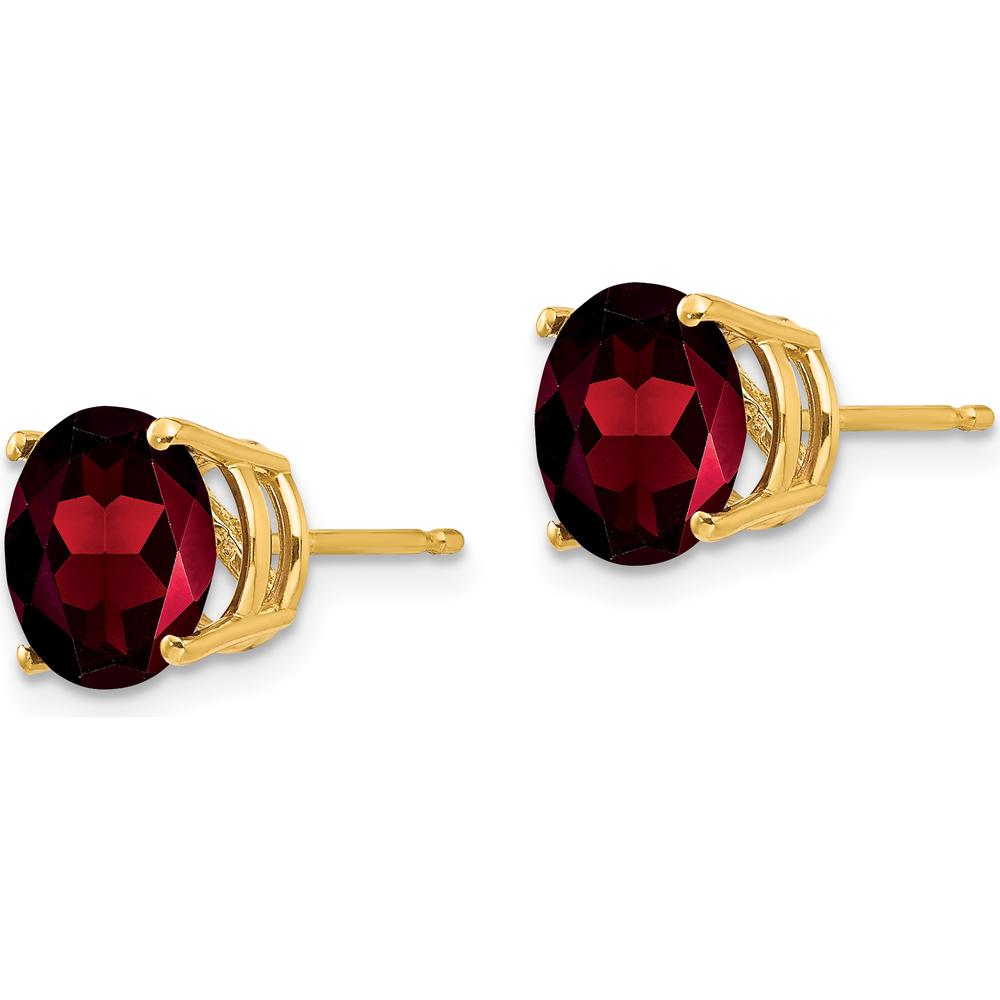 14K Yellow Gold 8mm Round Garnet Stud Earrings - 2.25 Carat Total Gem Weight by Monteluci Fine Jewelry
