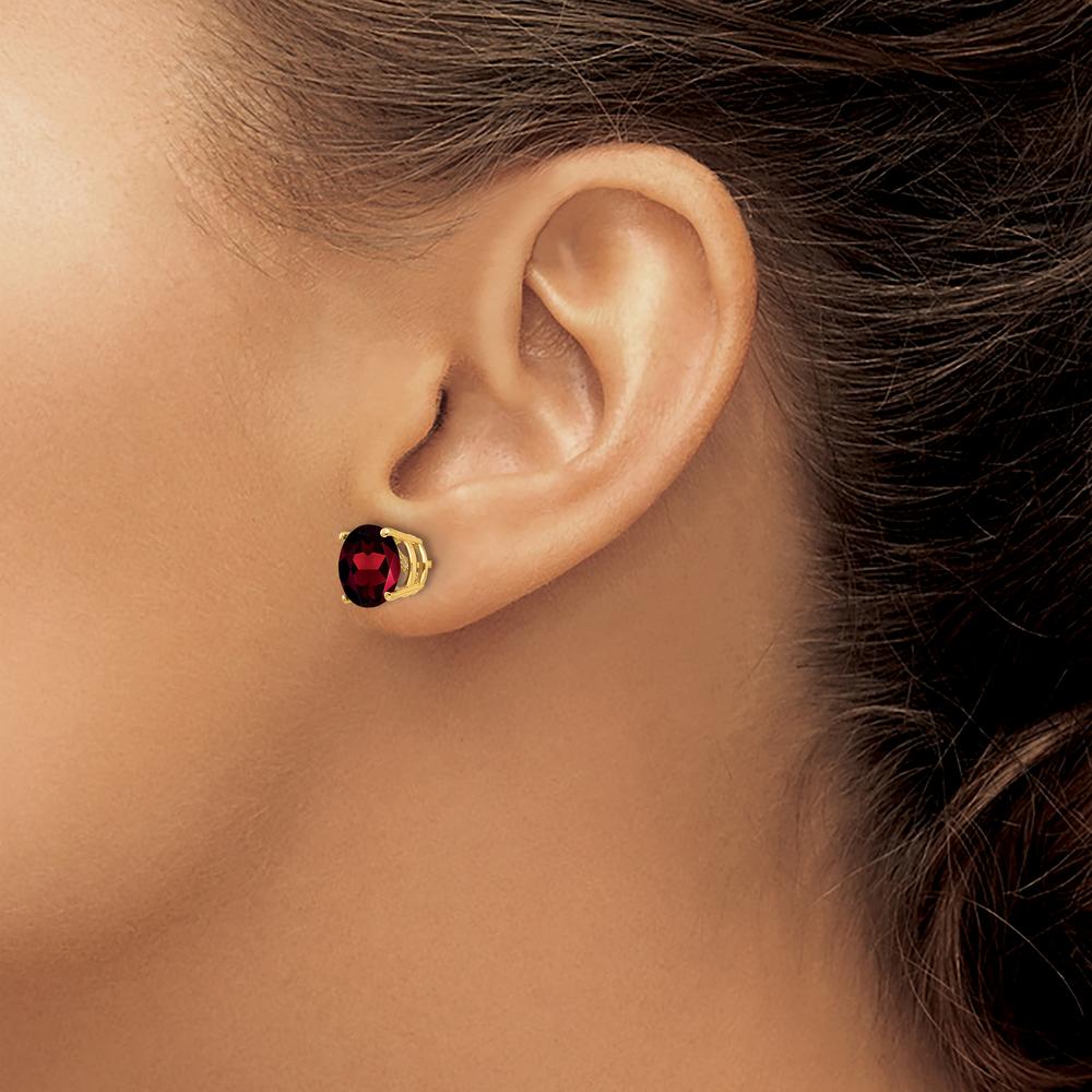 14K Yellow Gold 8mm Round Garnet Stud Earrings - 2.25 Carat Total Gem Weight by Monteluci Fine Jewelry