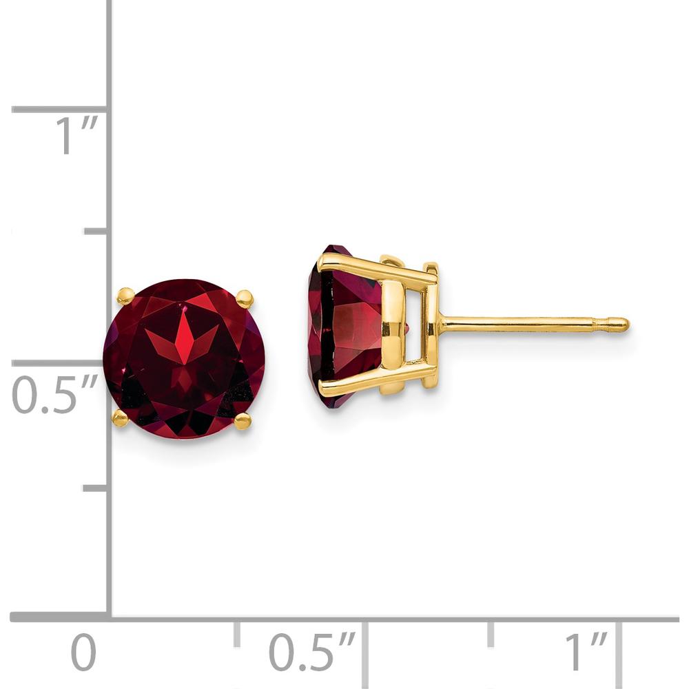 14K Yellow Gold 8mm Round Garnet Stud Earrings - 2.25 Carat Total Gem Weight by Monteluci Fine Jewelry
