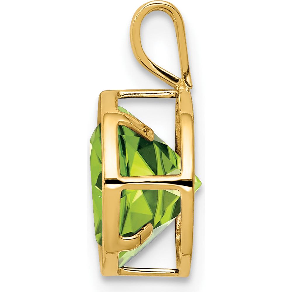 14K Yellow Gold 8mm Round Peridot Bezel Pendant - 2.25 Carat Total Peridot Weight by Monteluci Fine Jewelry