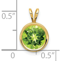 14K Yellow Gold 8mm Round Peridot Bezel Pendant - 2.25 Carat Total Peridot Weight by Monteluci Fine Jewelry