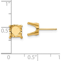 14K Yellow Gold 8mm Round Stud Earring Mountings - Customizable with Snap Setting for Gemstones by Oro Pregiato