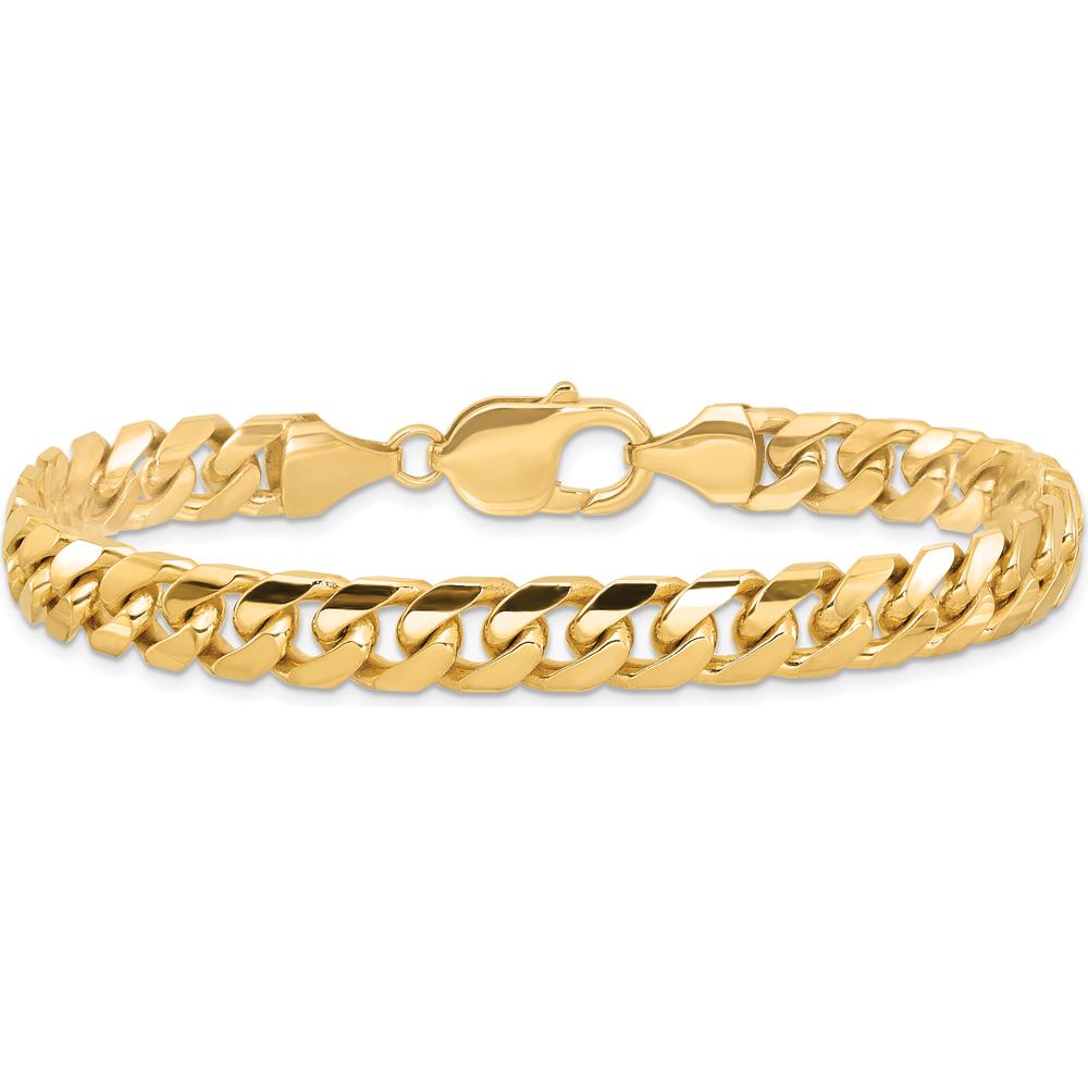 14K Yellow Gold 8mm Solid Miami Cuban Chain Bracelet - 8.5 inches by Oro Pregiato
