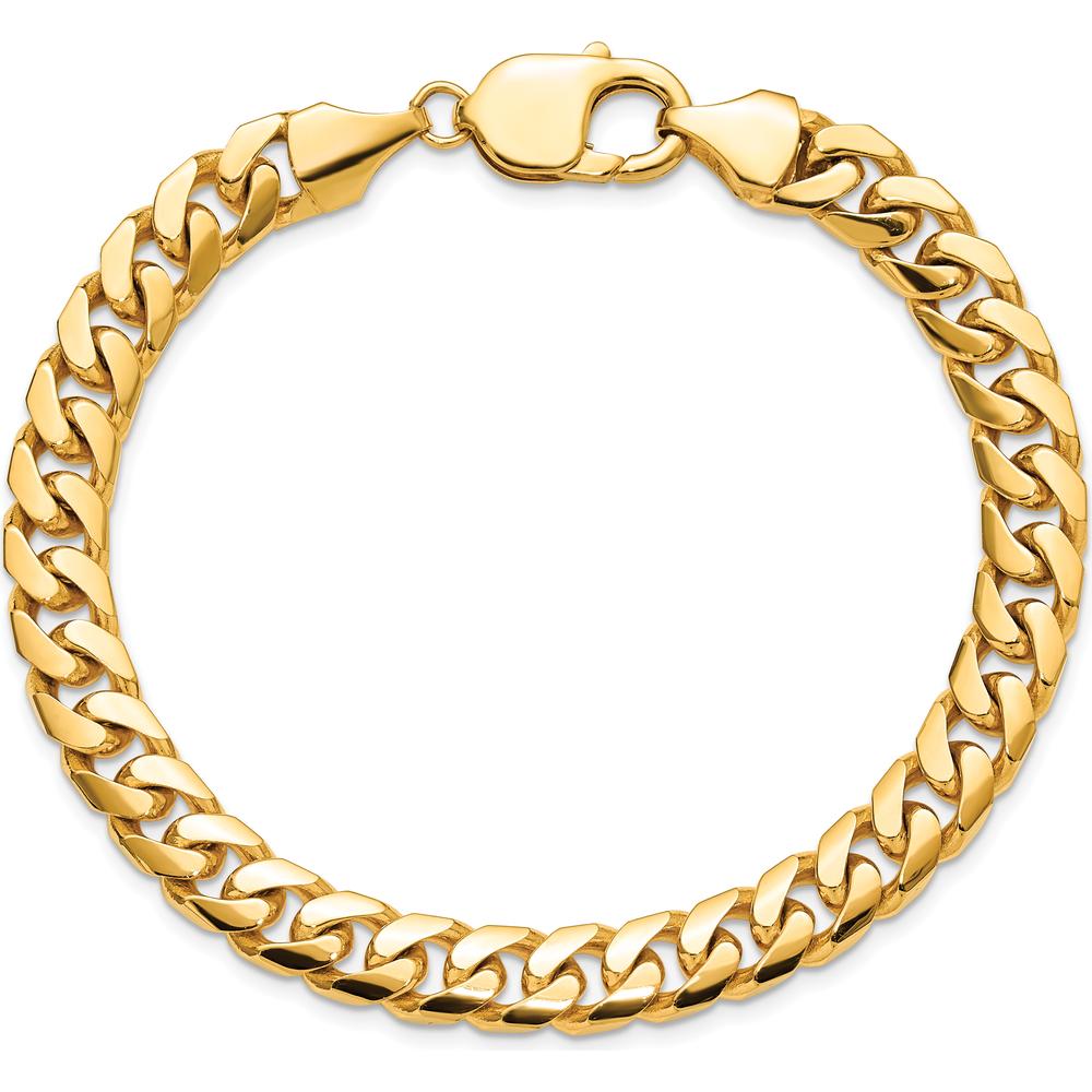 14K Yellow Gold 8mm Solid Miami Cuban Chain Bracelet - 8.5 inches by Oro Pregiato